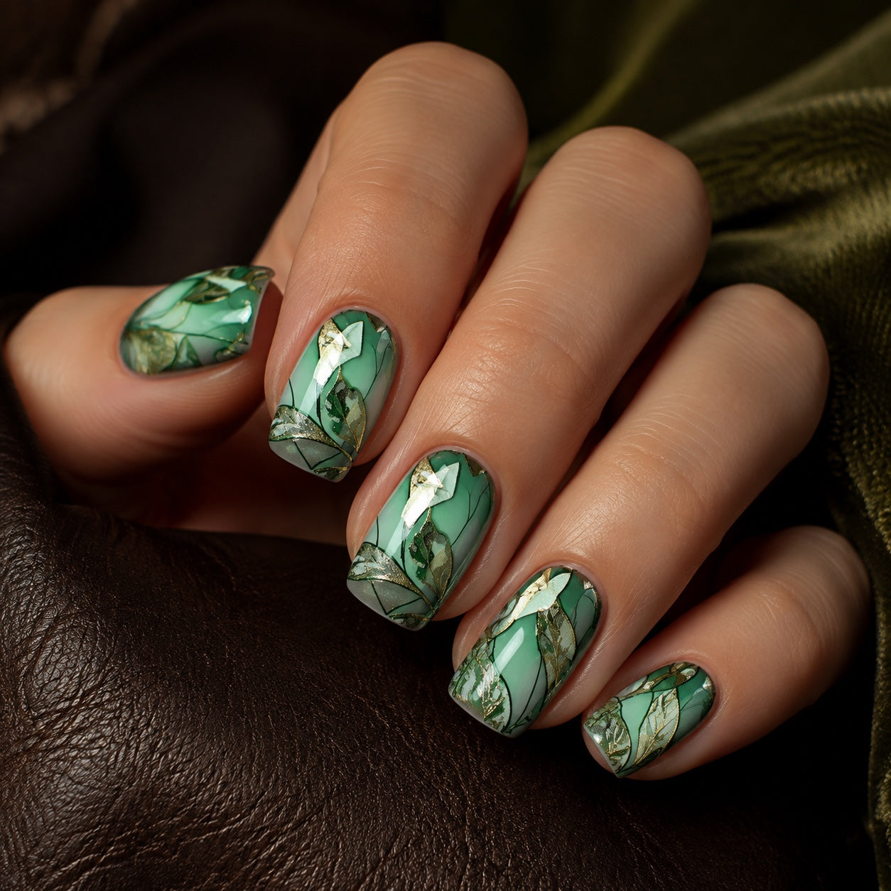 Jade Canopy press-on nail styling