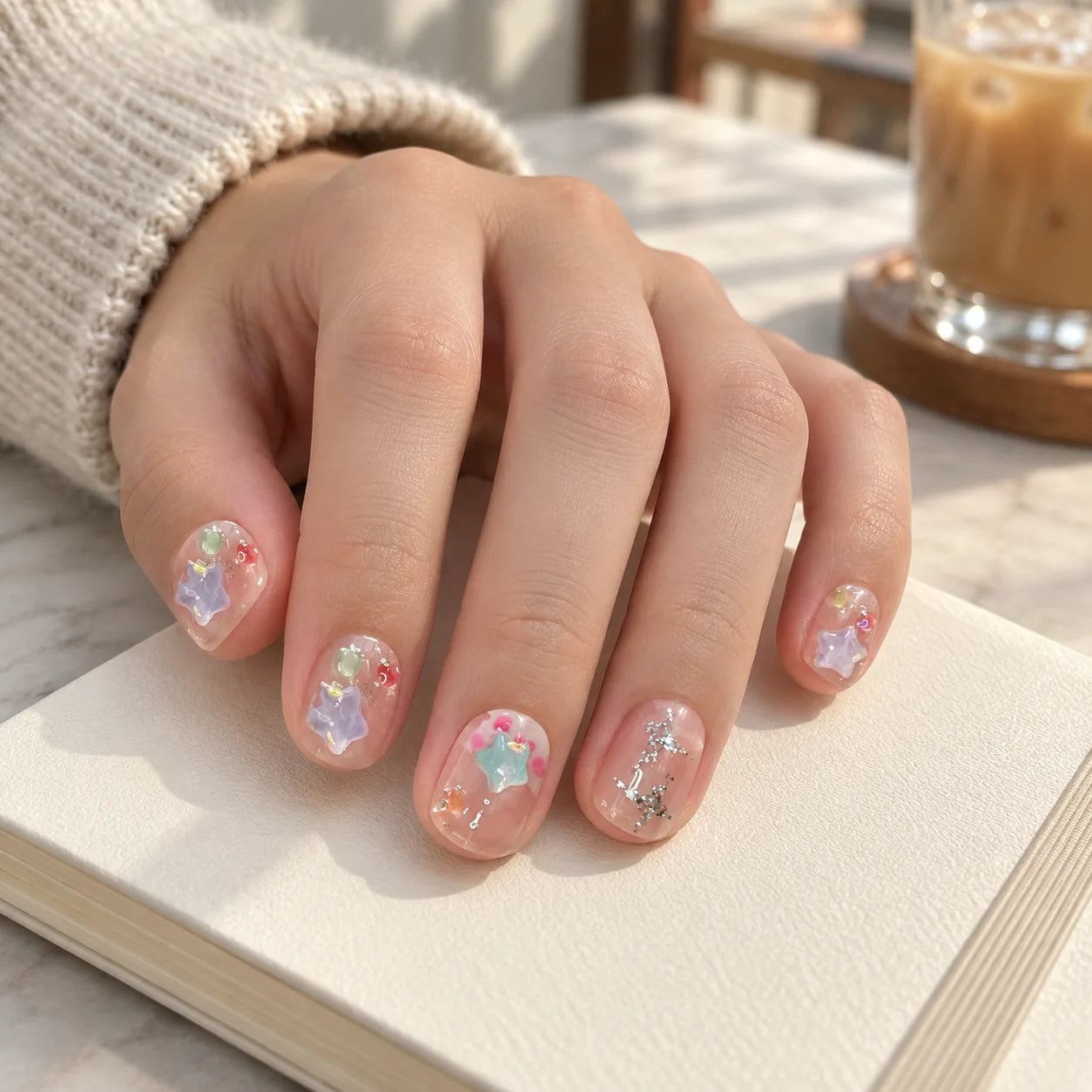 Sugar Stars press-on nails worn on hand