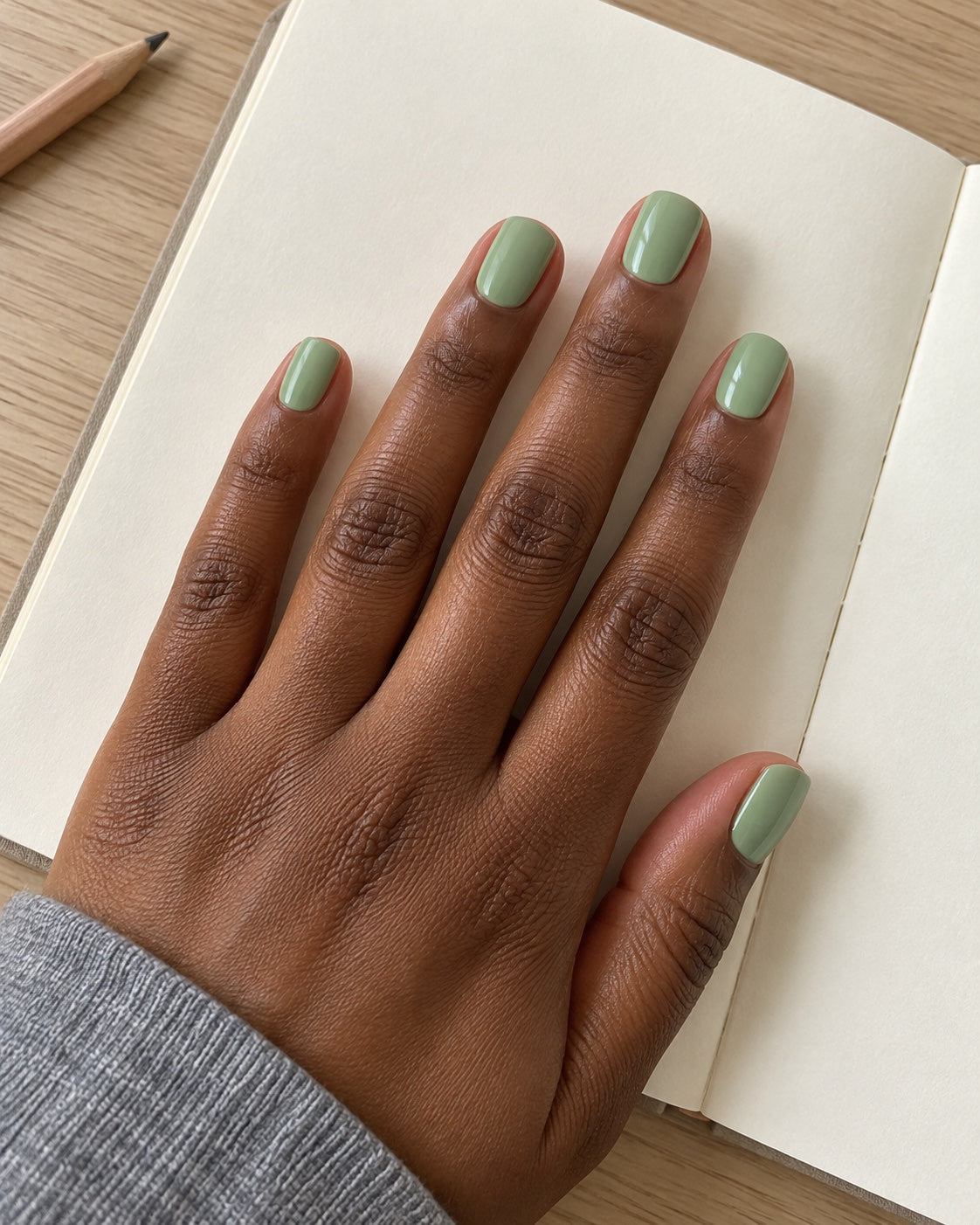 soft sage sample manicure visualization, not a customer photo